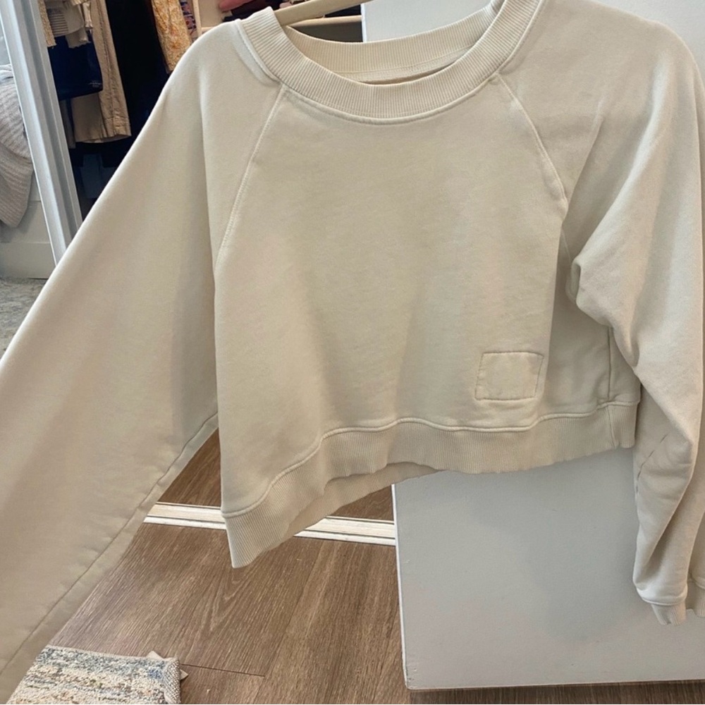 Daily Drills Cream Cropped Sweatshirt